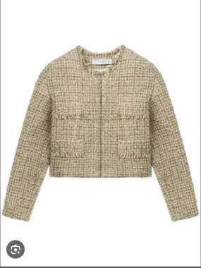IRO Bouclé Tweed Jacket in Ivory and Gold